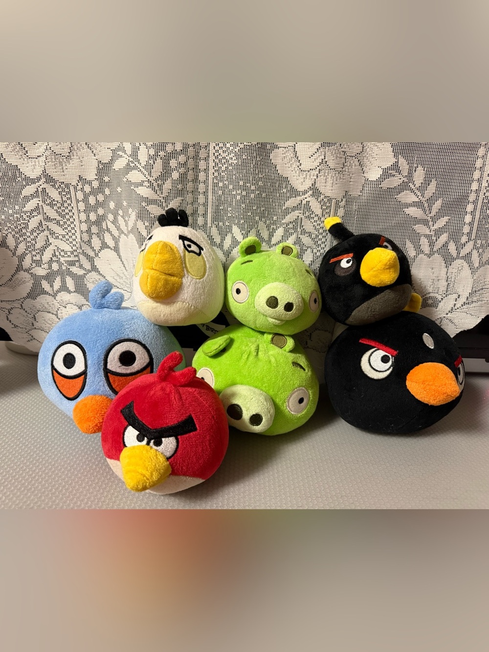 Angry Birds Plush Character Set - Red, Green, Blue, Black, White